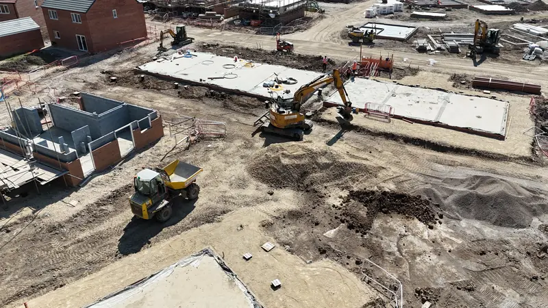 Foundation plots and plant on a housing development
