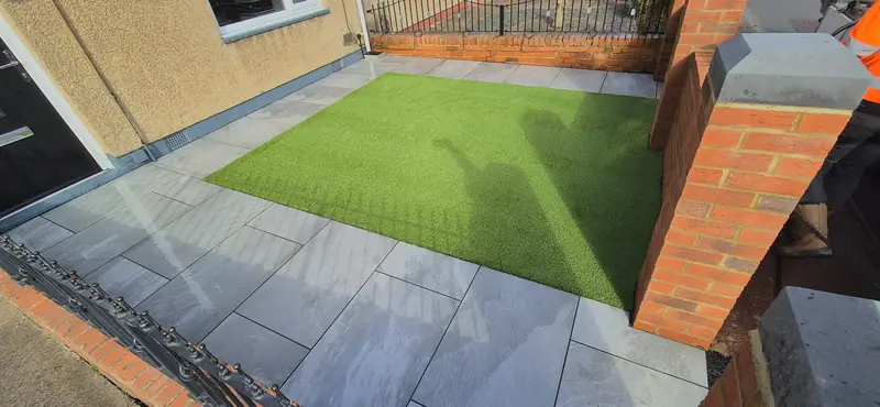 Courtyard patio with artificial lawn